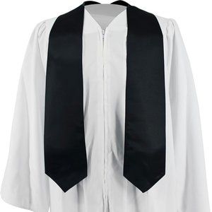 NIP! Graduation Mall Black Satin Grad Stole 60" Unisex